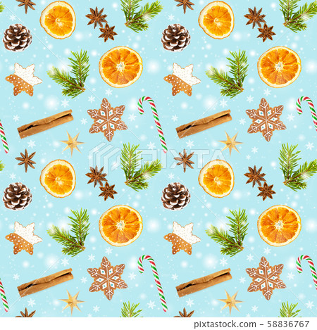 Christmas seamless pattern on blue background. Christmas seamless pattern on blue background. 58836767
