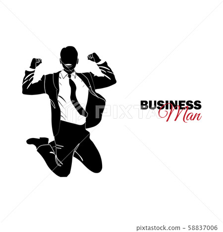 Businessman, Manager. A man in a business suit. Businessman jumping for joy Businessman, Manager. A man in a business suit. Businessman jumping for joy 58837006