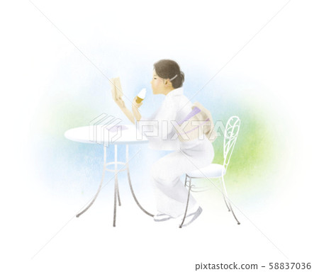 [插圖]軟冰淇淋，夏天，和服 58837036