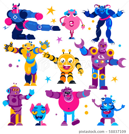 Monster vector cartoon alien monstrous transformer robots character of monstrosity and alienation 58837109