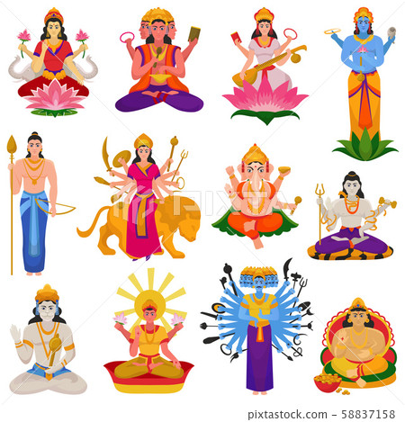 Indian god vector hindu godhead of goddess character and hinduism godlike idol Ganesha in India 58837158
