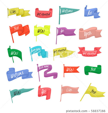 Flag banner vector waved decoration sign with text design illustration set of textual message yes no 58837166