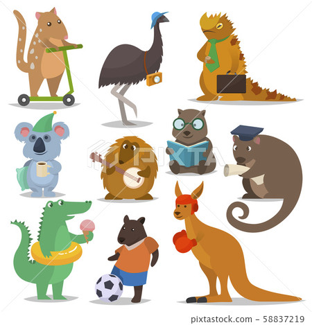 Australian animals vector cartoon animalistic... - Stock Illustration  [58837219] - PIXTA