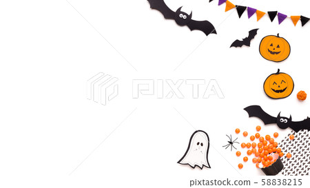 Halloween card with creative figures and copy space Halloween card with creative figures and copy space 58838215