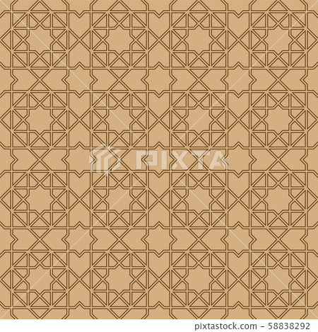 Seamless arabic geometric ornament in brown color. Seamless arabic geometric ornament in brown color. 58838292