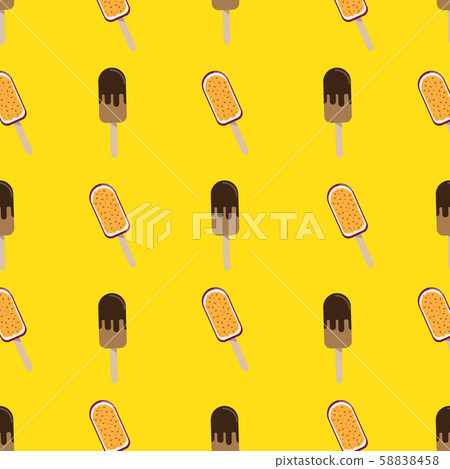 Ice cream seamless background. Retro vector pattern. Tasty colorful summer desert - popsicle, flavored ice or fruit ice lolly. 58838458