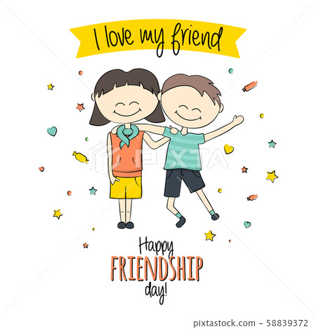 Happy Friendship day. Friends together, children Happy Friendship day. Friends together, children 58839372