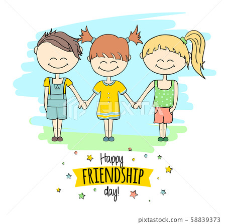 Happy Friendship day. Friends together, children Happy Friendship day. Friends together, children 58839373