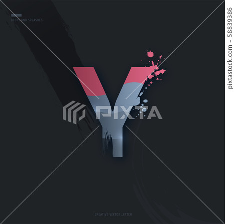 Letter of alphabet with brush strokes and drops Letter of alphabet with brush strokes and drops 58839386