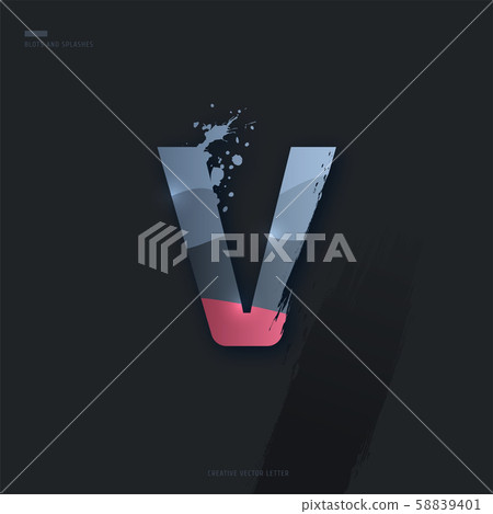 Letter of alphabet with brush strokes and drops - Stock Illustration ...