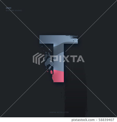 Letter of alphabet with brush strokes and drops 58839407