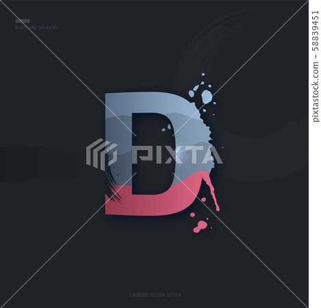 Letter of alphabet with brush strokes and drops - Stock Illustration ...