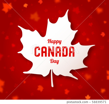 Canada day. Red canadian maple leaf with lettering 58839571