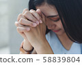 Women praying hand faith jesus promise Pray for 58839804