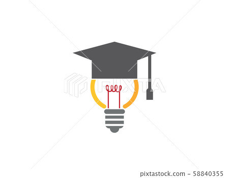Lamp with a graduation hat for logo design illustration on white background 58840355