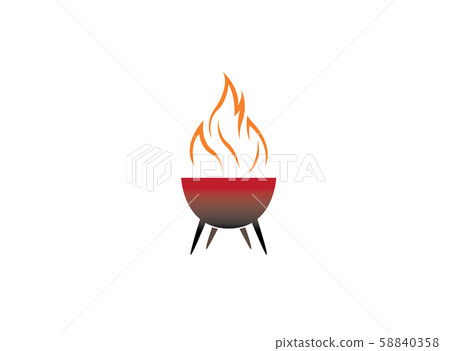 barbecue grills with fire for logo design illustration on white background 58840358