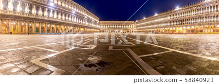 Venice. Panorama of St. Mark's Square at sunrise. Venice. Panorama of St. Mark's Square at sunrise. 58840921
