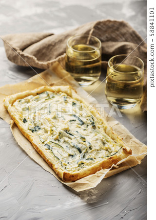 homemade tart with ricotta and zucchini homemade tart with ricotta and zucchini 58841101