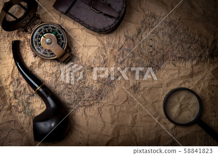 old map with compass old map with compass 58841823