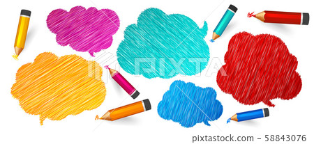 Speech and thought bubbles drawn to pencils 58843076