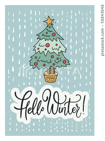 Winter vector card. Merry Christmas art. - Stock Illustration [58843648 ...