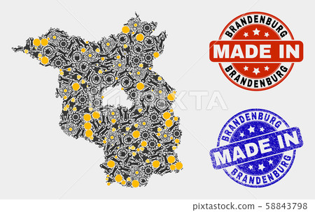 Mosaic Brandenburg Land Map of Technology Items and Made In Grunge Seal Mosaic Brandenburg Land Map of Technology Items and Made In Grunge Seal 58843798