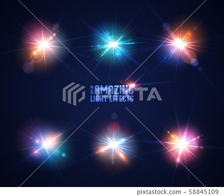 Set of lens flares. Light effects of glare flash 58845109