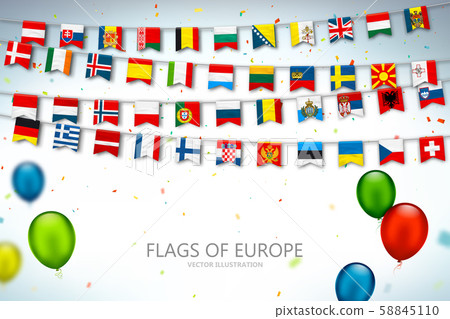 Flags of different countries of europe, balloons 58845110