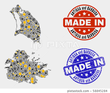 Mosaic Antigua and Barbuda Map of Technology Items and Made In Grunge Seal Mosaic Antigua and Barbuda Map of Technology Items and Made In Grunge Seal 58845284