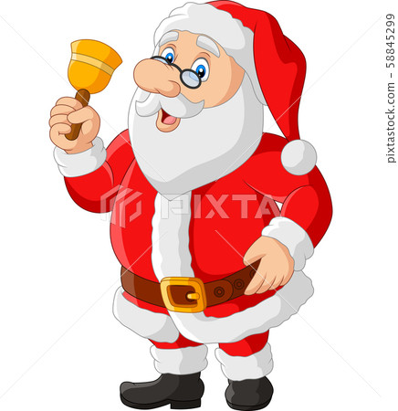 Happy Santa Claus in glasses holding bell 58845299