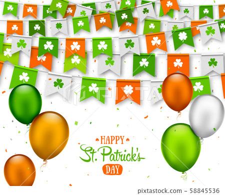 Saint Patrick s Day banner. Garlands and balloons Saint Patrick s Day banner. Garlands and balloons 58845536