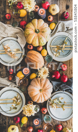 Table setting for Thanksgiving day party with 58845804