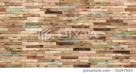  Vibrant detailed wood surface closeup material texture background, top view (seamless connection, high resolution 3D CG rendering ∕ coloring illustration) 58847683