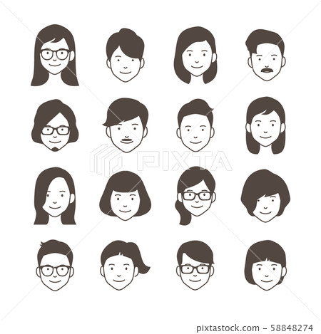 Man and woman face and hairstyle 58848274