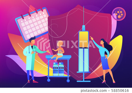 Infant and child vaccination concept vector illustration. 58850616