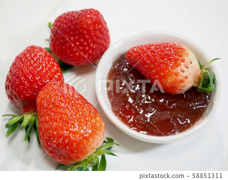 Strawberries and strawberry jam 58851311