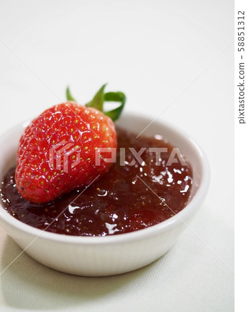 Strawberries and strawberry jam 58851312