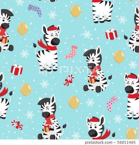 Christmas seamless pattern with zebra background, Christmas seamless pattern with zebra background, 58851485