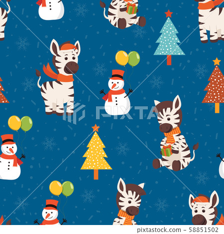 Christmas seamless pattern with zebra background, - Stock Illustration ...