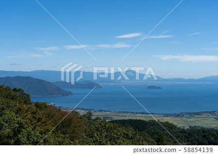 Scenery from Imazu to Lake Okusu, seen from Mount Hakodate, Shiga Prefecture Scenery from Imazu to Lake Okusu, seen from Mount Hakodate, Shiga Prefecture 58854139