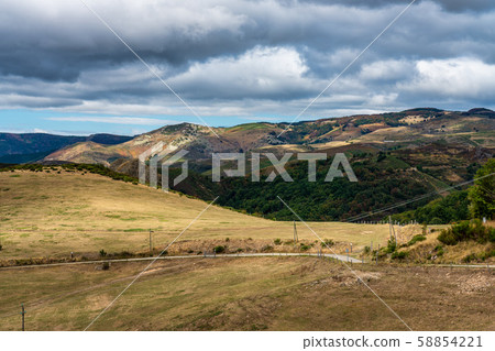 View over the valley and mountains in Gourgon, Ardeche, France View over the valley and mountains in Gourgon, Ardeche, France 58854221