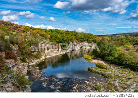 Landscape view near Balazuc in France, Ardeche district 58854222