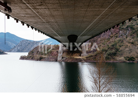 Modern suspension bridge, view under the deck 58855694