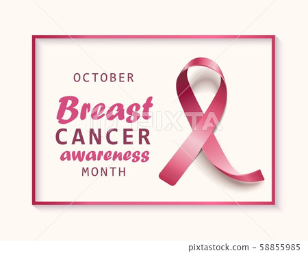 October - breast cancer awareness month. Banner with realistic pink ribbon October - breast cancer awareness month. Banner with realistic pink ribbon 58855985