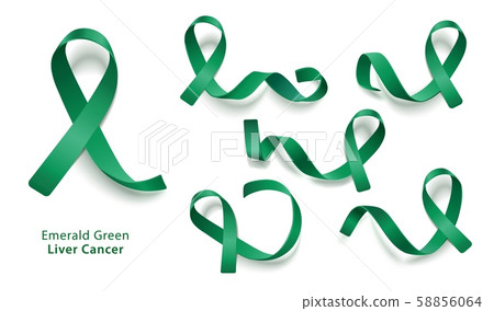 Set of emerald green curly ribbons and loops realistic style Set of emerald green curly ribbons and loops realistic style 58856064