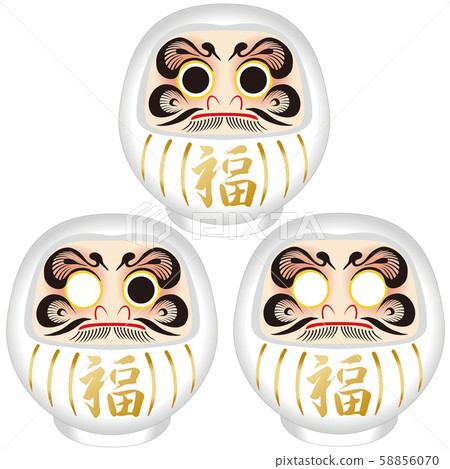 New Year's card material white daruma set 58856070