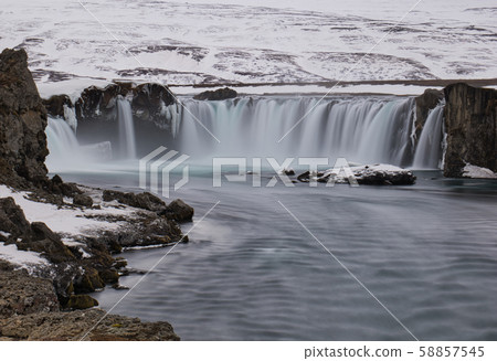 The Godafoss waterfall in Iceland in spring 58857545