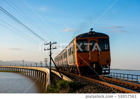 Landscape View of  Train crossing Pasak Chonlasit 58857561