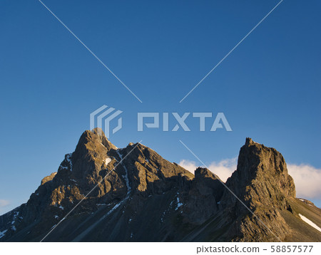A Mountain massif in Iceland in the early morning 58857577