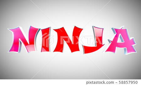 Ninja Text 3D Illustration Ninja Text 3D Illustration 58857950